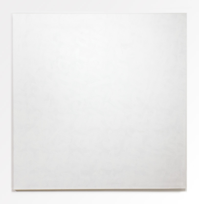 DER MENSCH IST DAS MASS ALLER DINGE 2 Weissheit, MonoChromPoem3,  Acryl auf Leinwand,  100 cm x 100 cm, 2016
